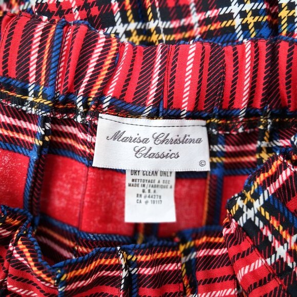 Marisa Christina Classics Vintage Rayon Plaid Floral Border Pleated Midi Skirt S - Picture 5 of 9